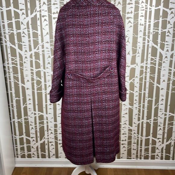 Vtg 60s Maroon, Light Blue & Black Tweed Plaid Coat - UNIQUE - Picture 2 of 9